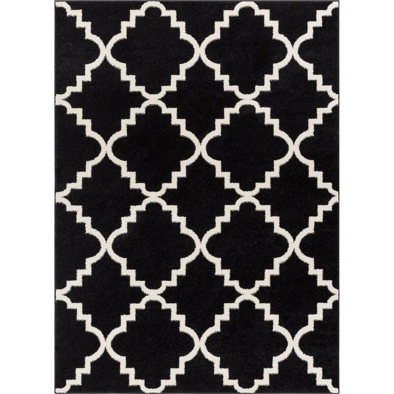 Well Woven Bright Trendy Twist Iron Trellis Lattice Contemporary Moroccan Geometric Entryway Mat Area Rug (2'3 x 3'11) - 2'3 x 3'11 - black - Rectangle