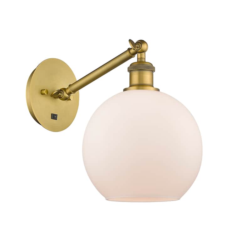 Innovations Lighting 317-1W-14-8 Athens Sconce Athens 14" Tall Wall - Brushed Brass / Matte White