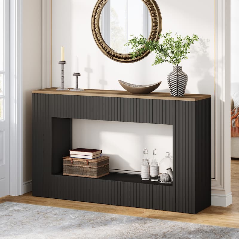 Modern Console Table, 55-Inch Wood Entryway Table with Storage