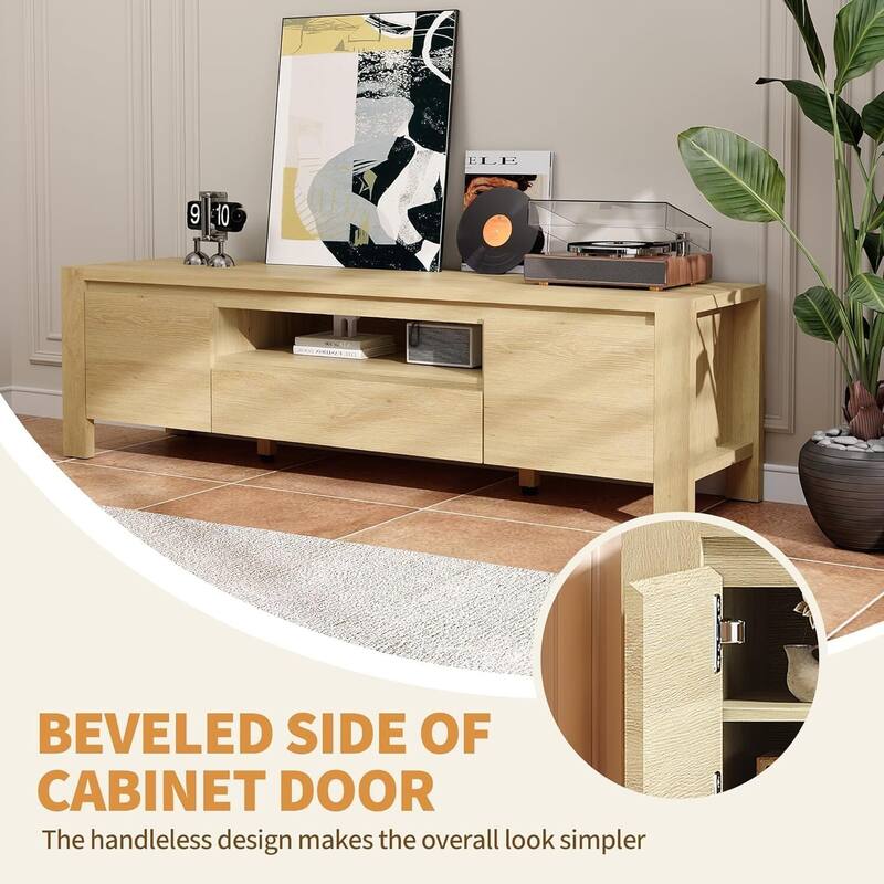 55" Farmhouse TV Stand Entertainment Center with Doors and Cabinets