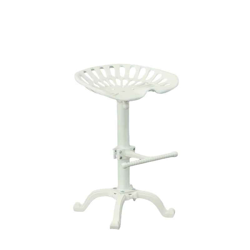 Adjustable Iron Tractor Seat Barstool - White