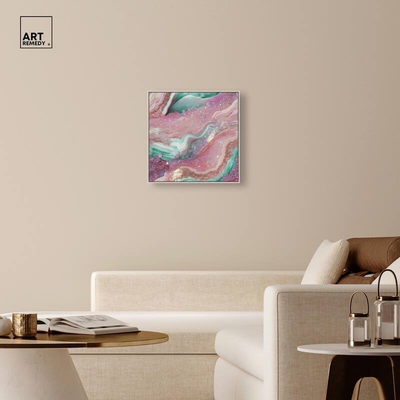 Pink and Mint Crystal III Canvas by Art Remedy