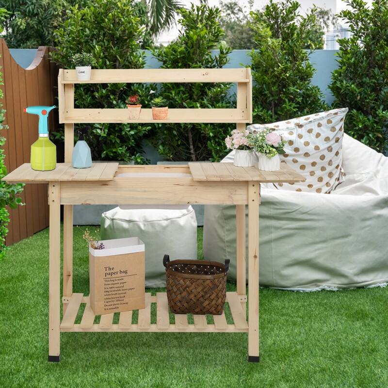 Wooden Garden Workbench Sliding Table Top