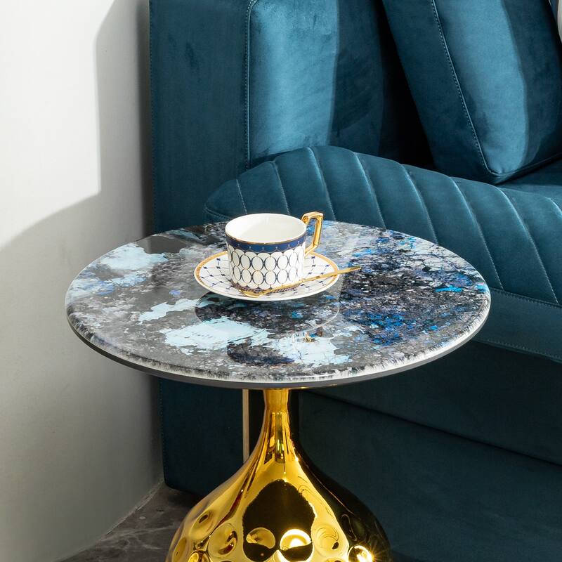 17.72" Nordic Carbon Steel Side Table, Micro-lite Top
