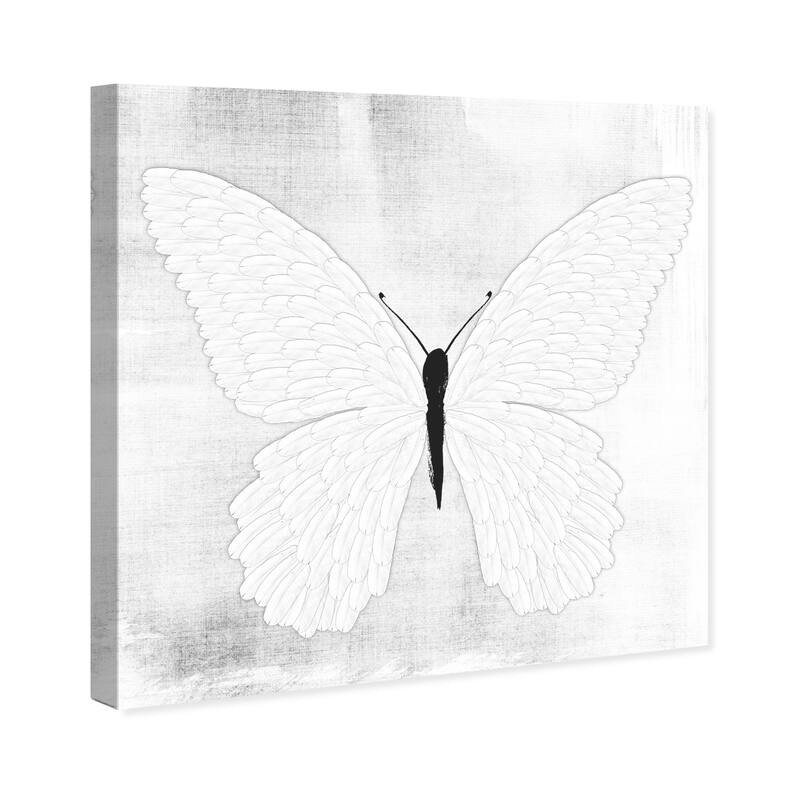 Wynwood Studio Canvas Animals Inked Butterfly White and Off-white Glam Wall Art Canvas Print