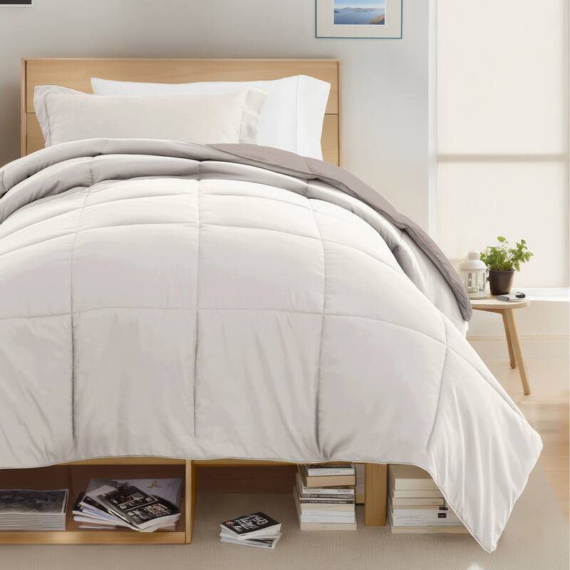 8pc Twin XL Solid Dorm Bedding Bundle - Natural / Latte