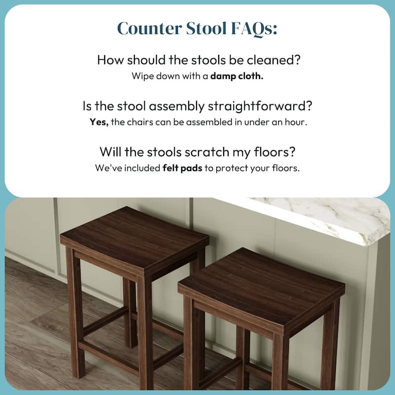 Now Furniture Solid Wood Backless Saddle Seat Counter Height Stool