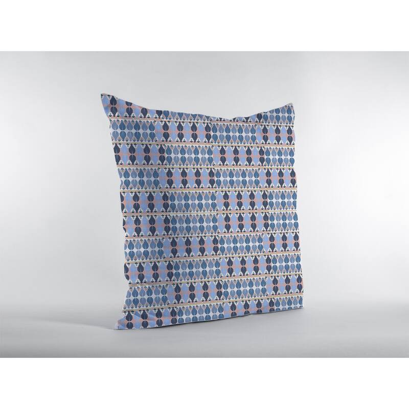 16" Blue Gray Spades Zippered Suede Throw Pillow