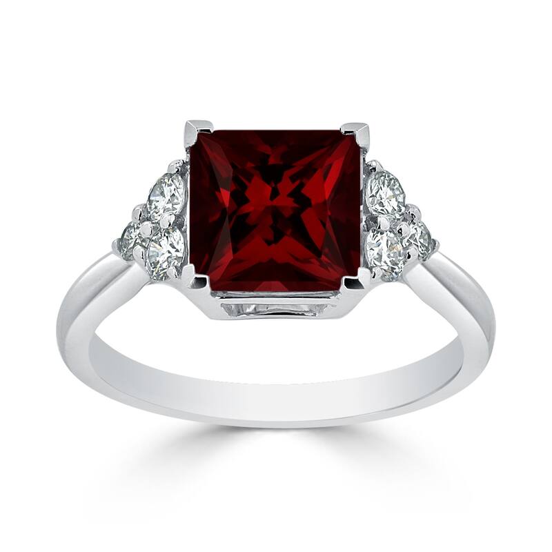 Auriya 3 1/10ct Princess-cut Garnet and Diamond Engagement Ring 1/3ctw 14k Gold