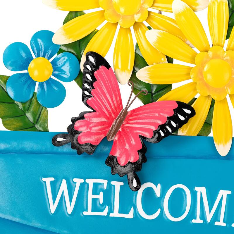 Glitzhome 30"H Metal Spring Garden Cart Yard Stake Wall Decor