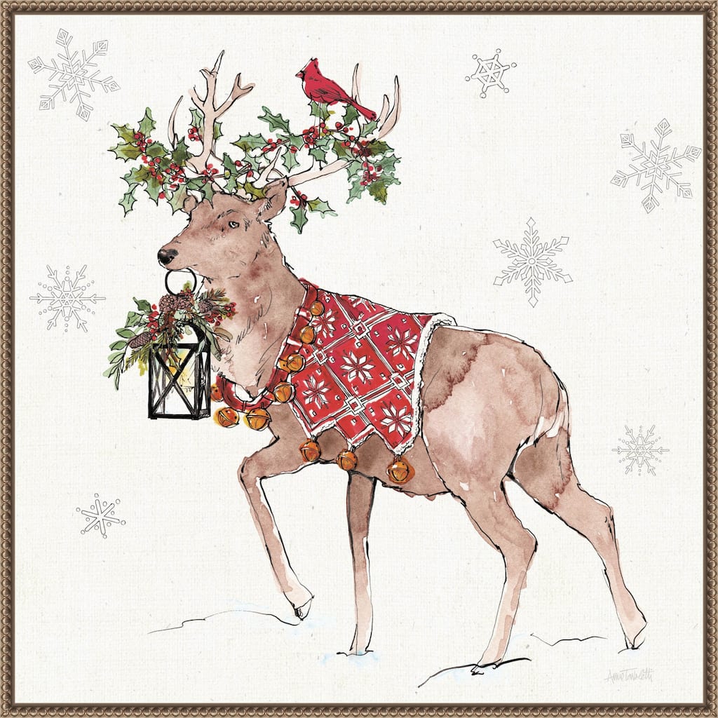 Signs of the Season V Full Deer by Anne Tavoletti Framed Canvas Wall Art Print