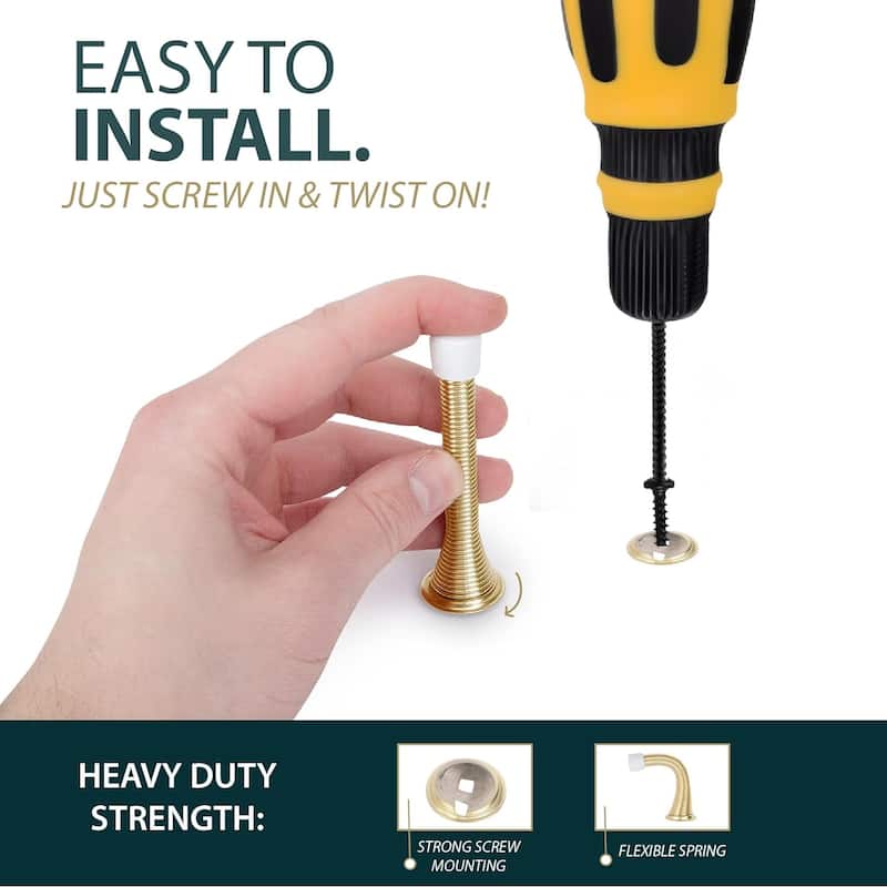 Mega Handles Spring Door Stop with Rubber Bumper | Door Knob and Wall Protection