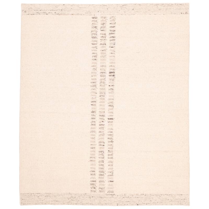 ECARPETGALLERY Hand Woven Looma Cream Wool Rug - 8'0 x 9'8