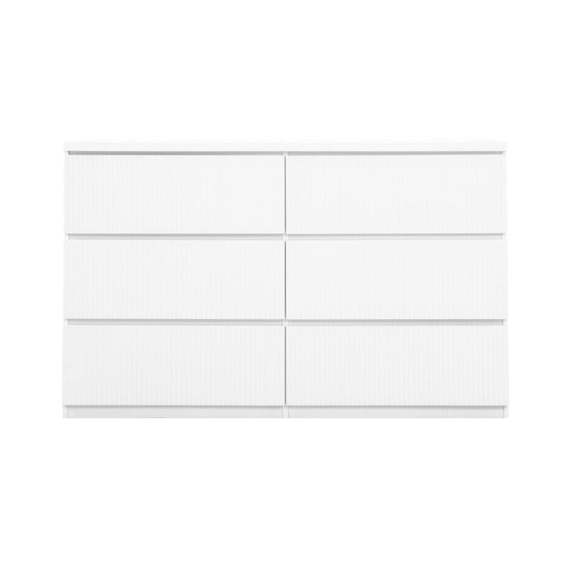 6-Drawer Wooden Storage Cabinet & Dresser, Clothes Organizer with Wavy Drawer Panels