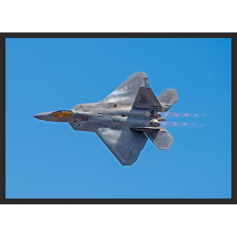 F-22 Raptor Airplane in Flight Photography by Wayne Collamore Framed Poster