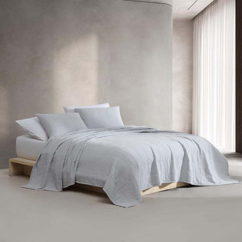 Calvin Klein Cotton Gauze Solid Reversible Quilt Set