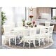 preview thumbnail 1 of 8, East West Furniture Dinette Set- an Oval Dining Table with and Linen Fabric Chairs, Linen White(Seat Type & Pieces Options) VAVA9-LWH-C