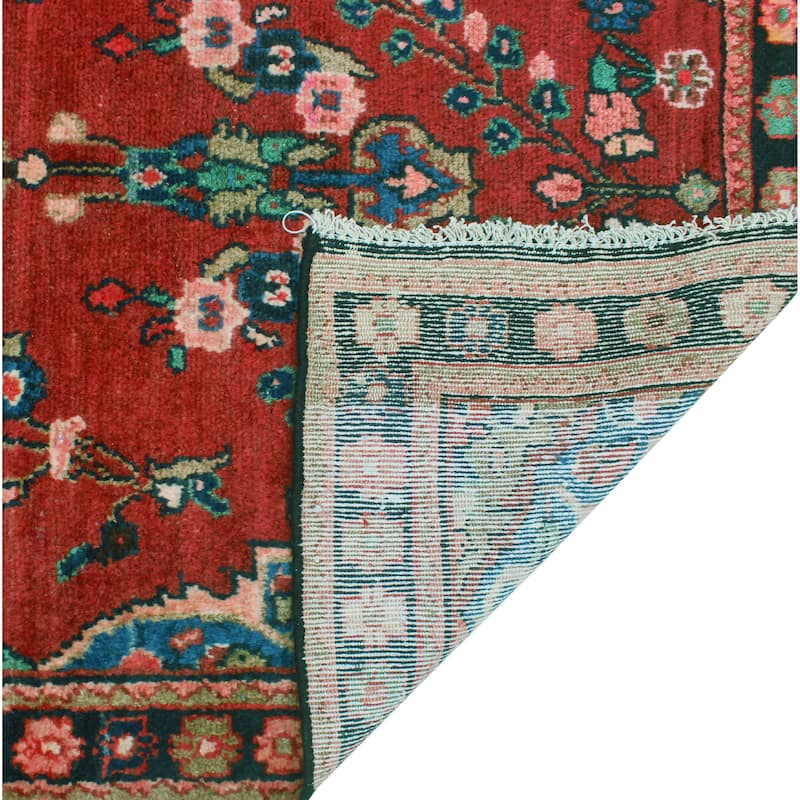 Vintage Distressed Fabiana Red/Charcoal Runner - 3'7" x 10'1"