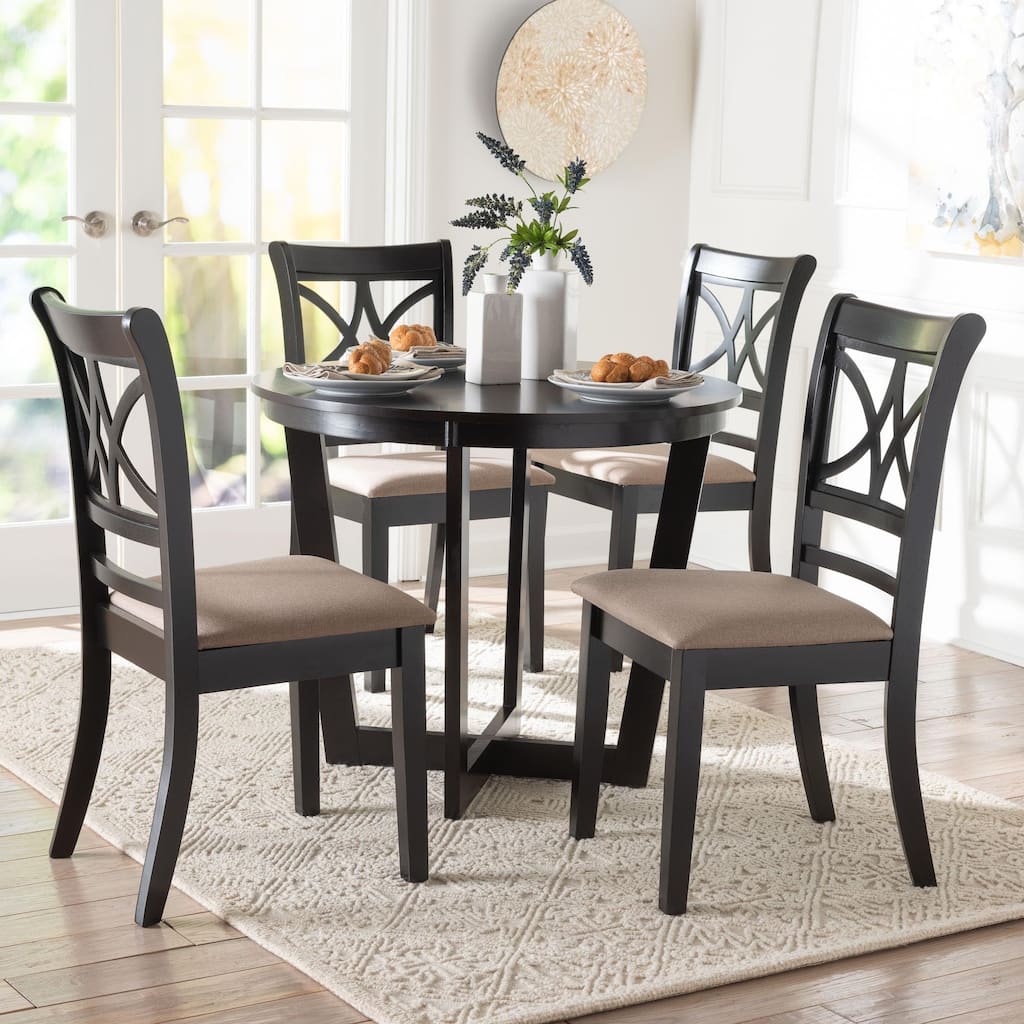 Penny 5-Piece Dining Set - Compact Mid-Century Modern Round Table and Chair Set for Dining Room, Kitchen, Apartment, Sand