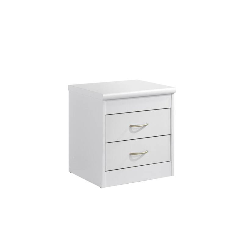 72.75" White Two Drawer with Ring Pull Nightstand