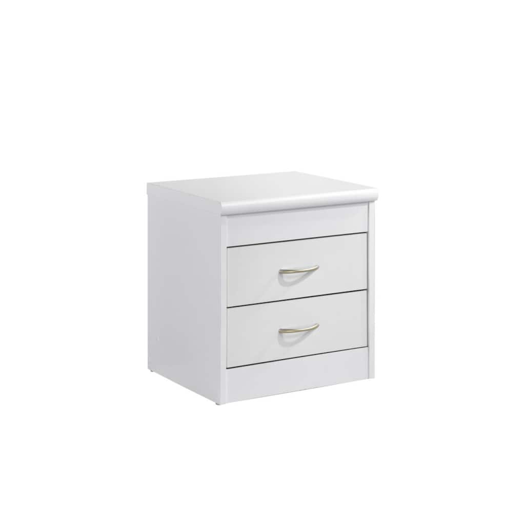 72.75" White Two Drawer with Ring Pull Nightstand