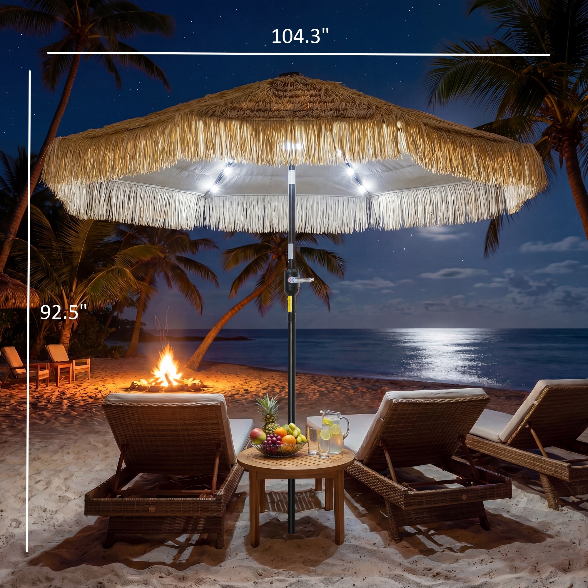 hawaiian style beach patio umbrella 8 Feet Thatched Tiki Hula Umbrella distributing stress evenly and supporting regular use in outdoor conditions Outsunny 9 ft Hula Thatched