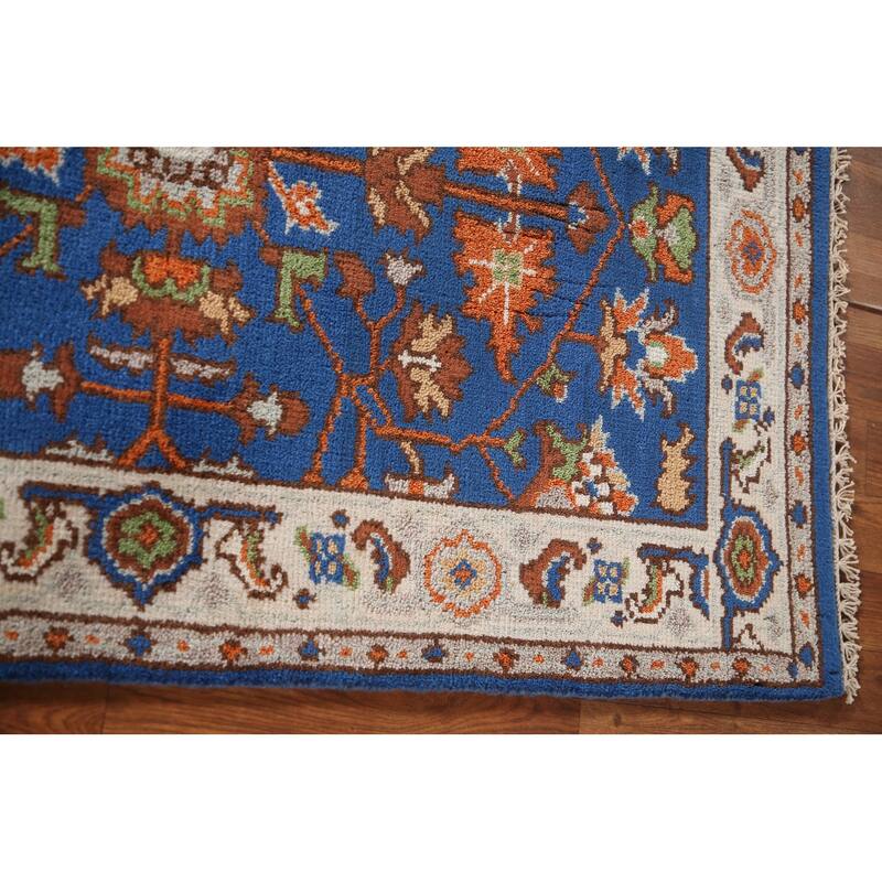 Blue Oushak Oriental Area Rug Hand-knotted Wool Carpet - 3'1"x 5'0"