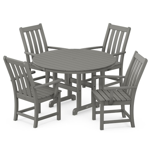 POLYWOOD Vineyard 5-Piece Round Arm Chair Dining Set