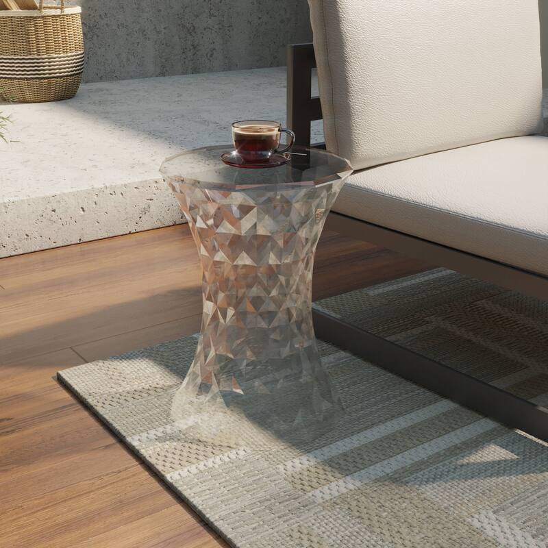 Plastic Side Table with a Diamond Pattern Design Clio Series