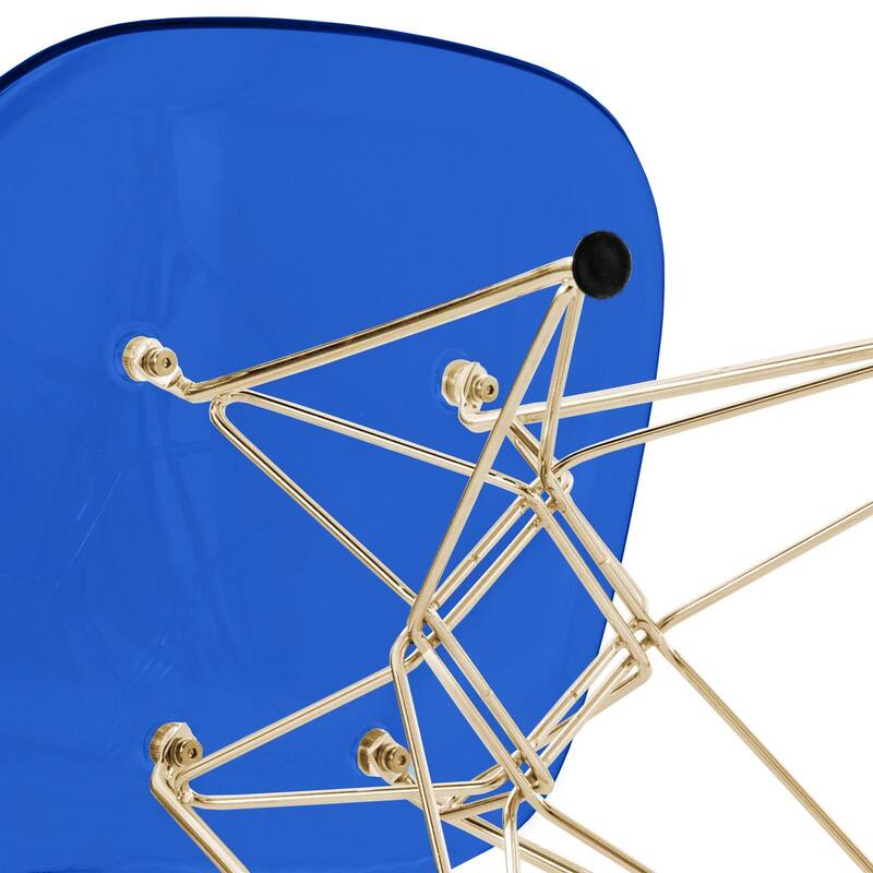 Crescro Modern Acrylic Accent Dining Chair with Curved Back and Gold Steel Base Side Chair for Home Office Living Room & Kitchen