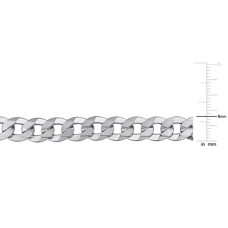 Miadora 8mm Diamond Cut Curb Bevelled Anklet in Sterling Silver-9 in