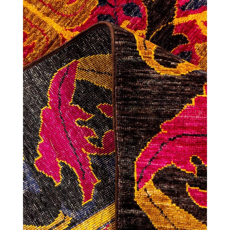 Overton Hand Knotted Wool Vintage Inspired Modern Contemporary Arts & Crafts Black Area Rug - 8' 1" x 10' 0"