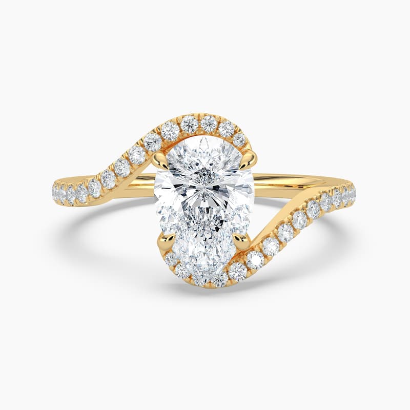 Auriya 14k Gold Pear-shaped Lab Grown Diamond Bypass Engagement Ring 1.00 to 5.00 ct. tw. (F-G, VS) - 5.00 carats - Yellow - 7
