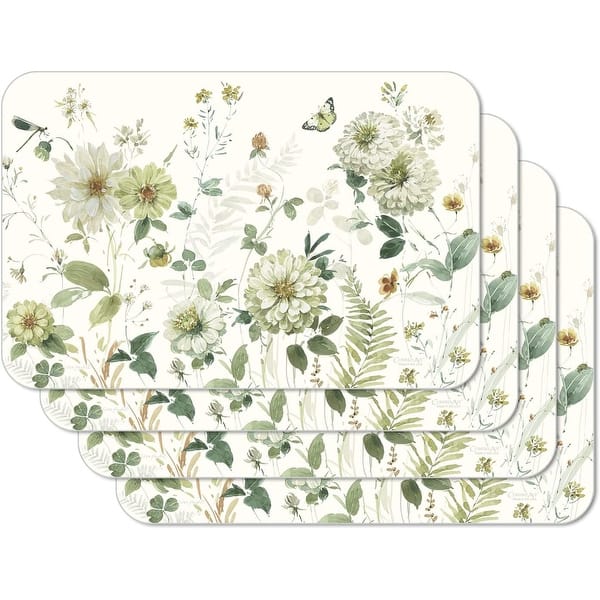 Green Fields 4 Pack Reversible Easy Care Flexible Plastic Placemats
