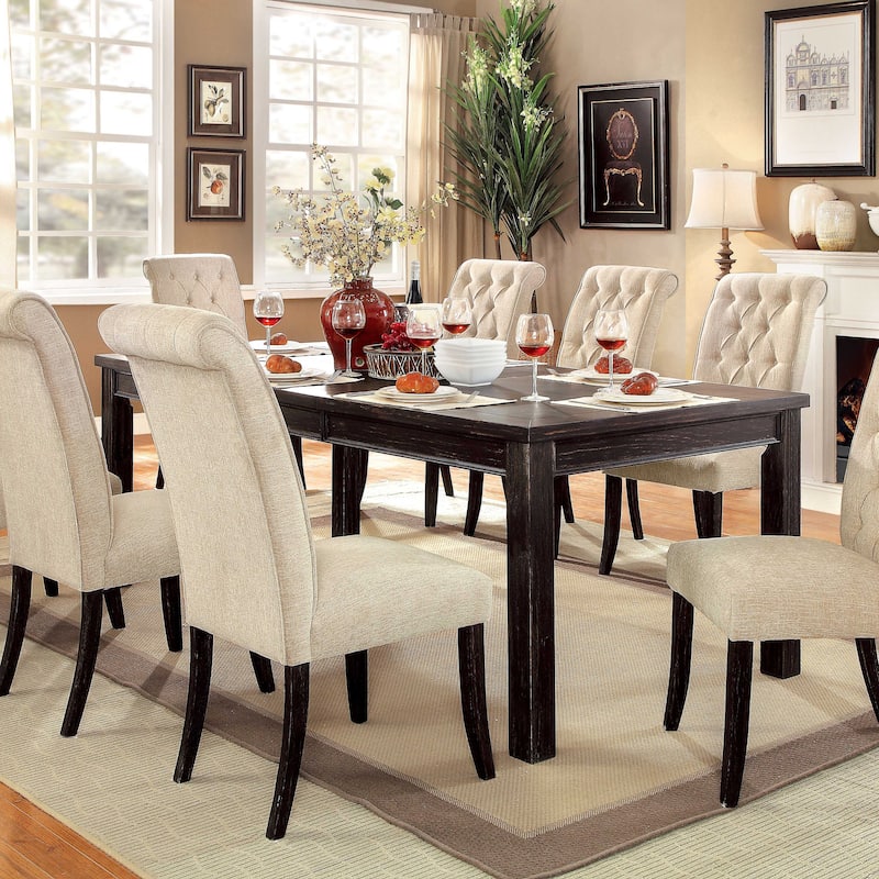 Furniture of America Tays Contemporary Black Solid Wood Dining Table