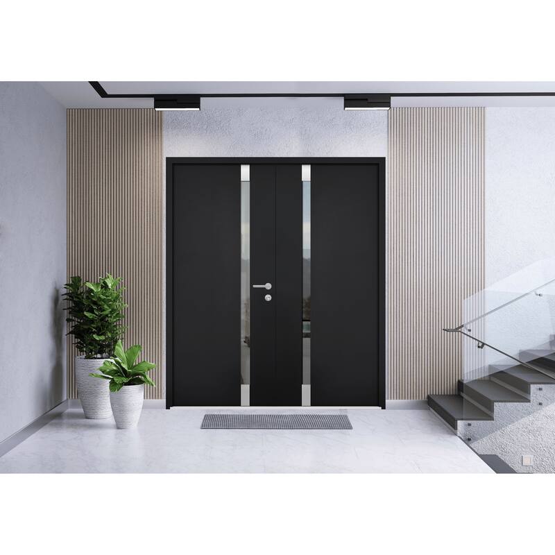 VDOMDOORS | Front Door Exterior Door | Fiberglass | Door Slab | 18x80, Black Entry Door Steel Entry Door Prehung Exterior Door