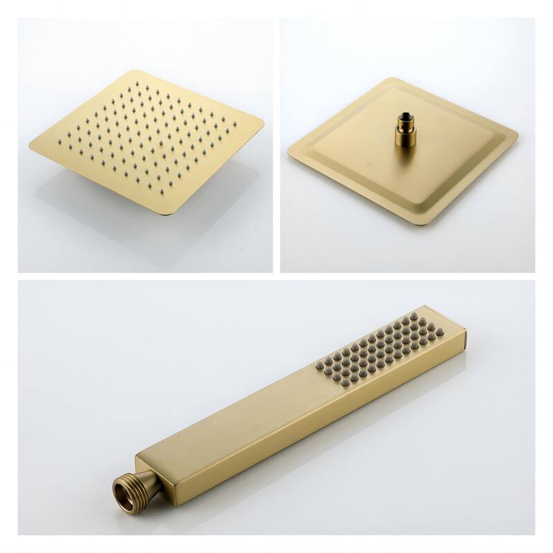 2 Functions Black/Gold Shower System with 10'' Rotatable Shower head and High-pressure Handheld