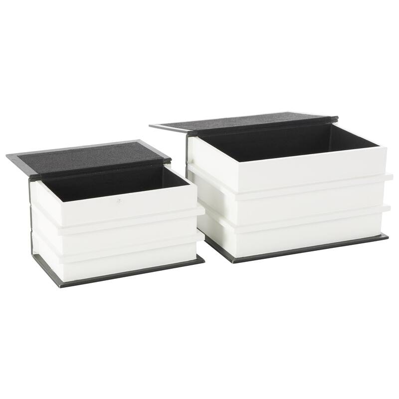 Canvas Decorative Box with White Explore, Dream, Discover Text - Set of 2 Black - Roche River Decor