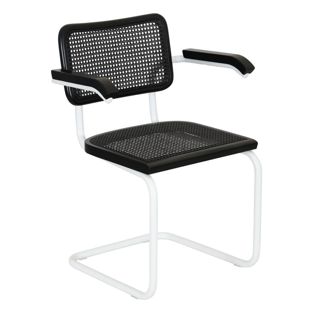 Breuer Chair Company Marcel Breuer Cesca Cane Cantilever Armchair Arm Chair w/ White Steel Frame (Various Wood & Cane Colors)