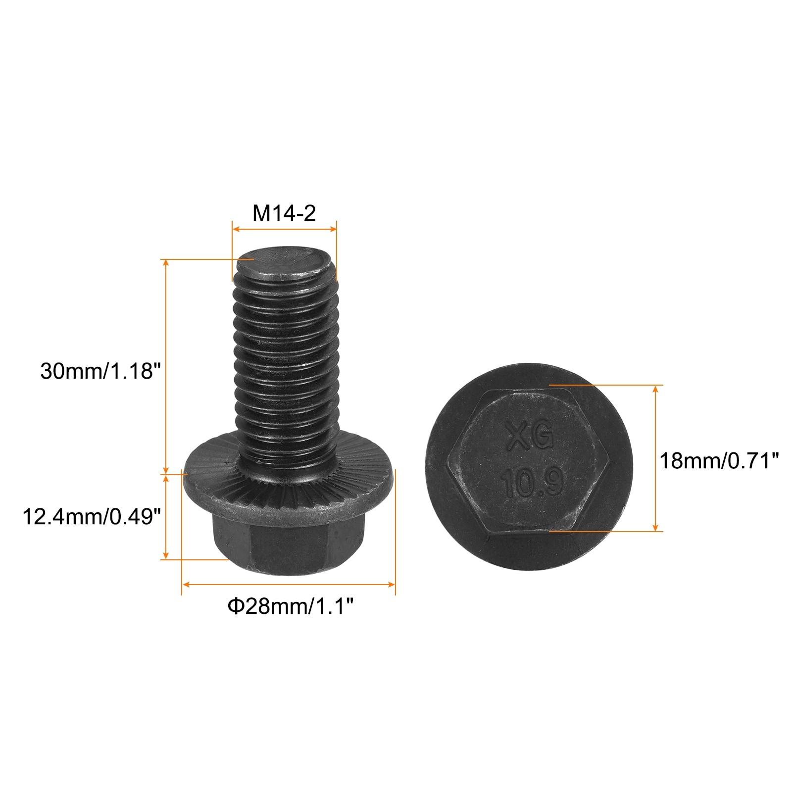 Hex Serrated Flange Bolts, Carbon Steel Screw