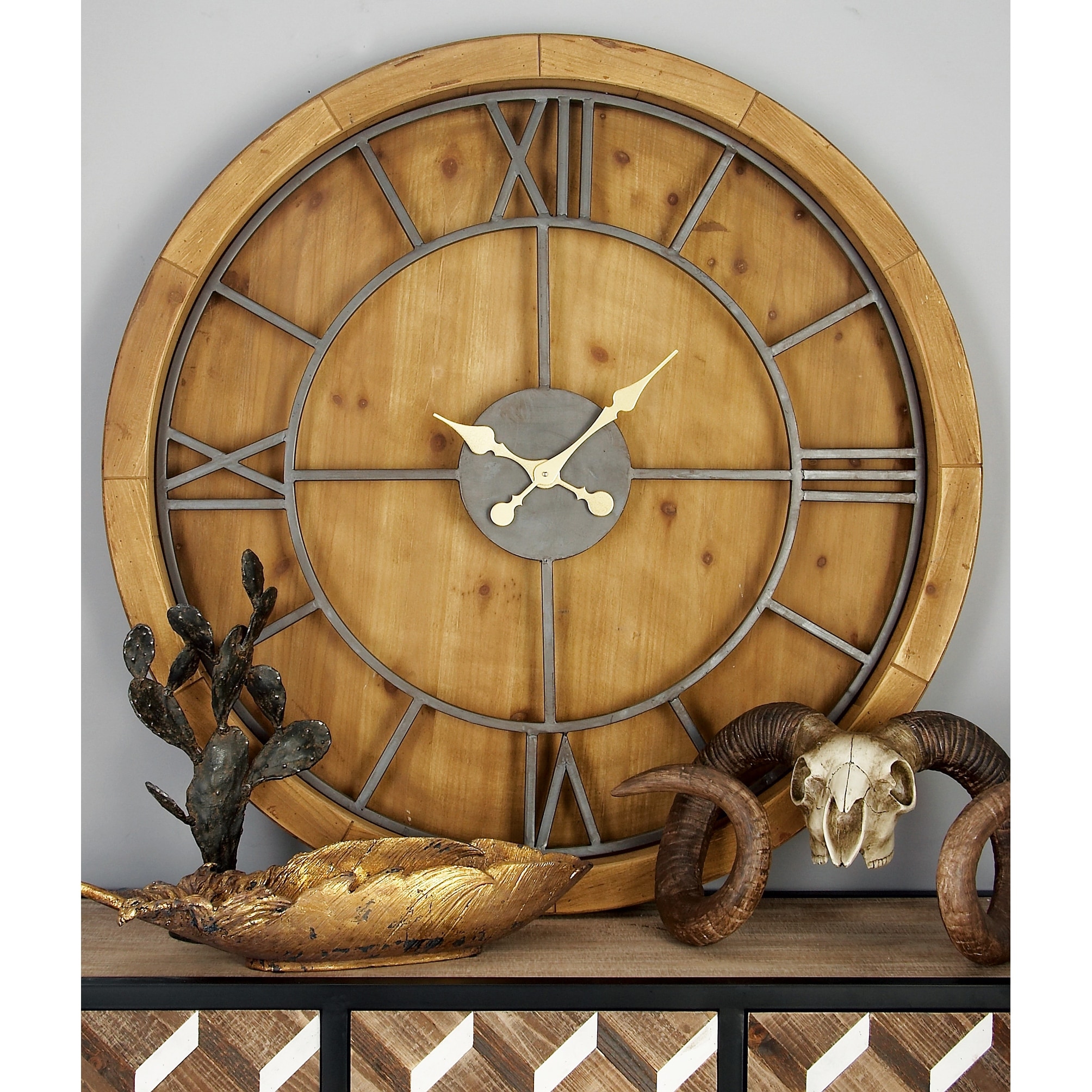 Brown Wooden Decorative Wall Clock - 40 x 3 x 40