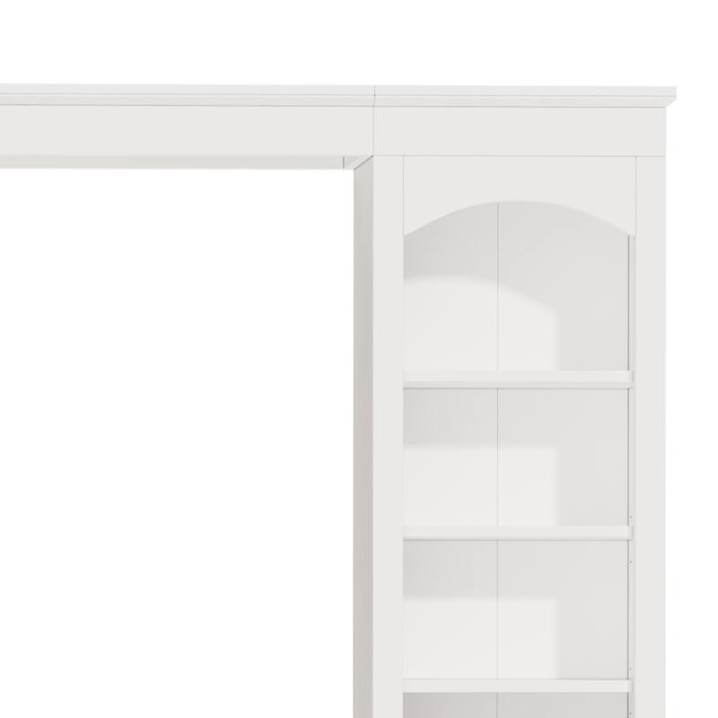 Farmhouse Arched Entertainment Center Wall Unit with Bookshelf,for TVs Up to 70",106"Multi-Functional Media Console with Drawer