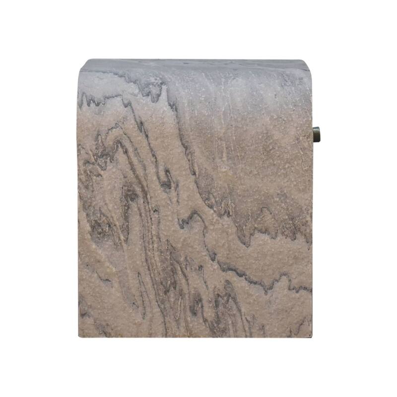 HomeRoots 16" Beige And Gray Faux Marble One Drawer Nightstand