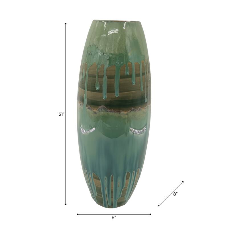 Modern Ceramic and Metal Decorative Vase with Textured Detailing