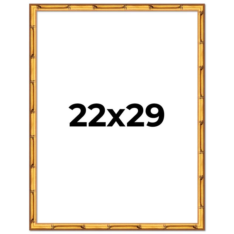 22x29 Frame Gold Bamboo Picture Frame Modern Photo Frame Includes UV Acrylic Shatter Guard Front Acid Free Foam Backing Board