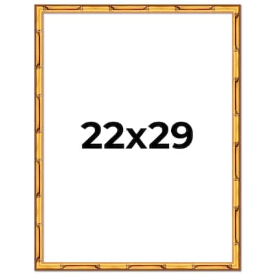 22x29 Frame Gold Bamboo Picture Frame Modern Photo Frame Includes UV Acrylic Shatter Guard Front Acid Free Foam Backing Board