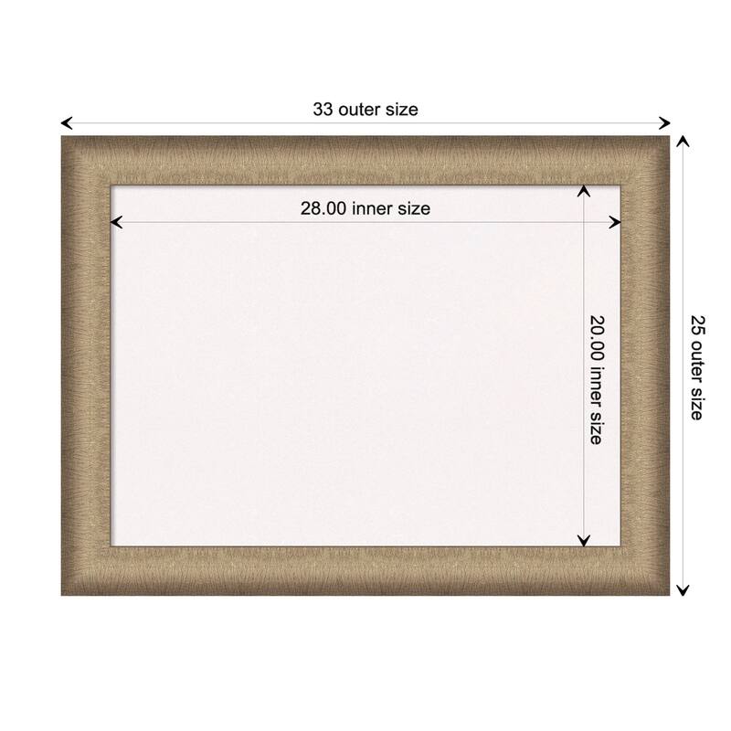 Elegant Brushed Bronze Framed White Corkboard Bulletin Board - Board Size 28x20