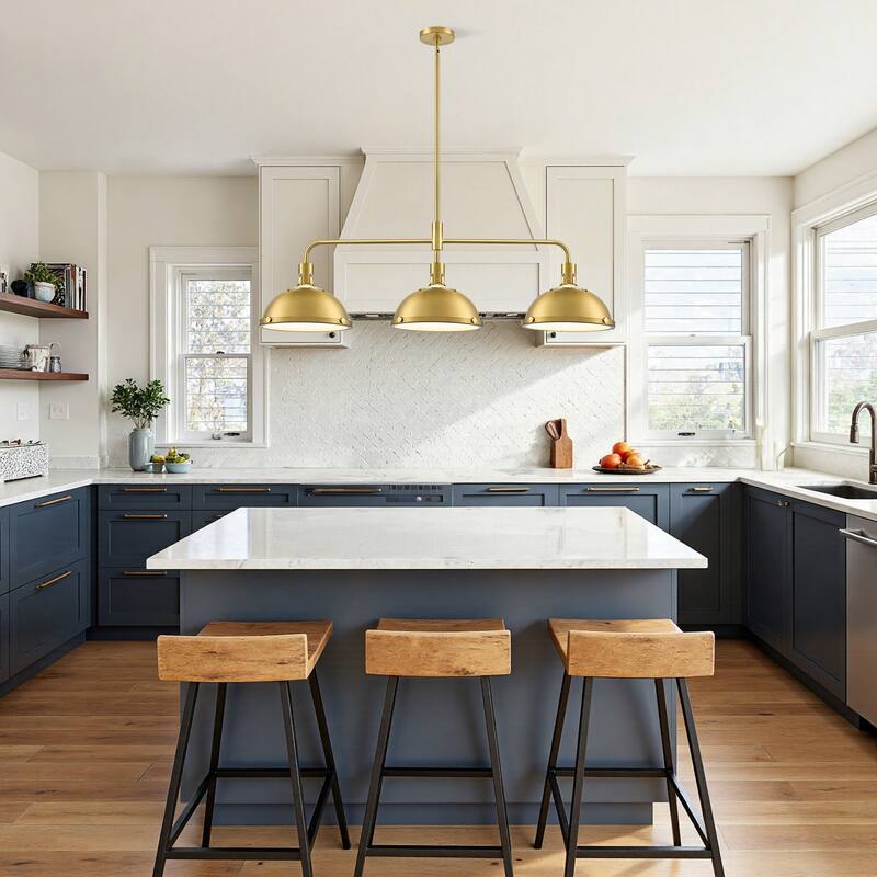 3-Light Farmhouse 3-Light Dome Chandelier Metal Pendant Light