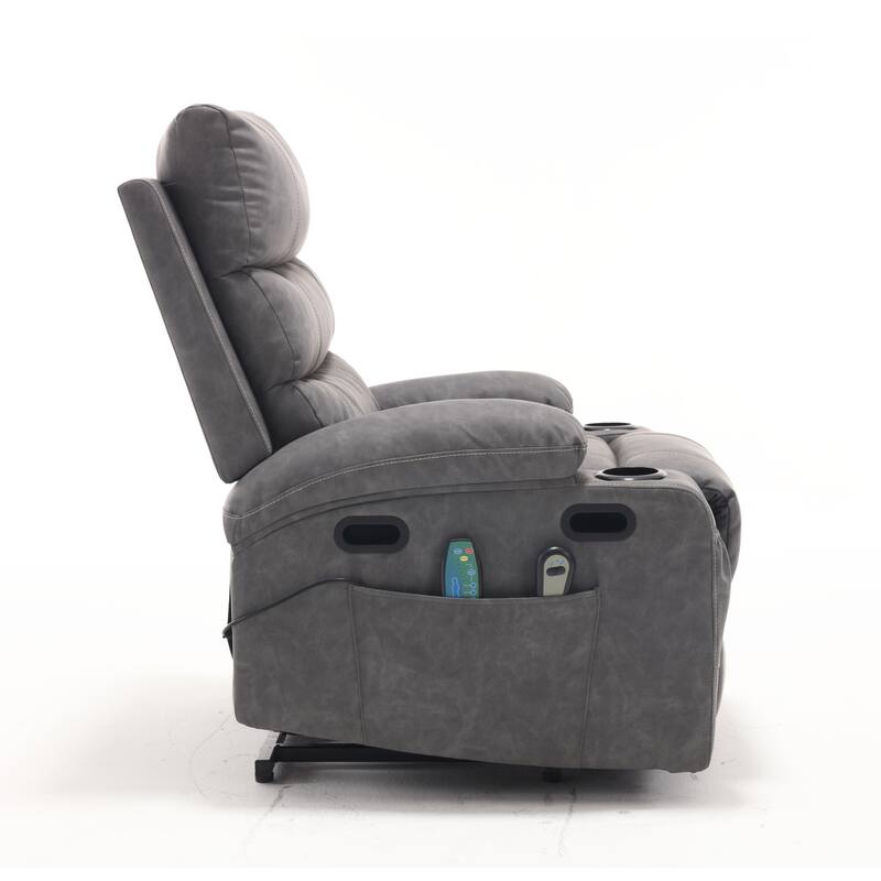 PU Leather Power Lift Recliner with Massage, Heating & Cup Holders