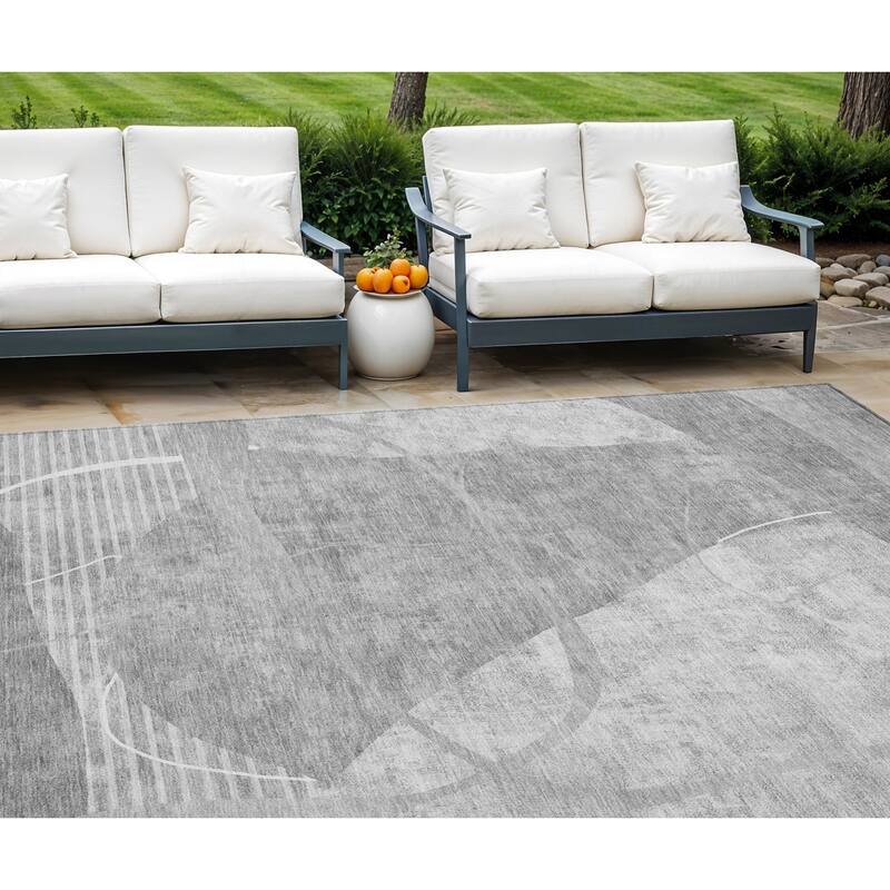 HomeRoots Abstract Transitional Rectangle Outdoor Rug - 8' X 10'